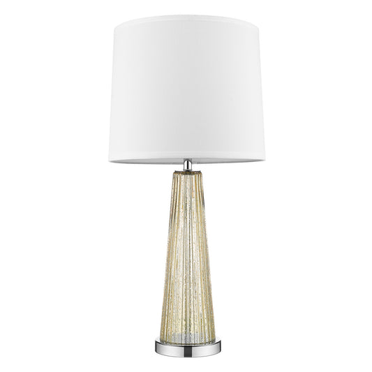 29" Silver Metal Table Lamp With White Empire Shade