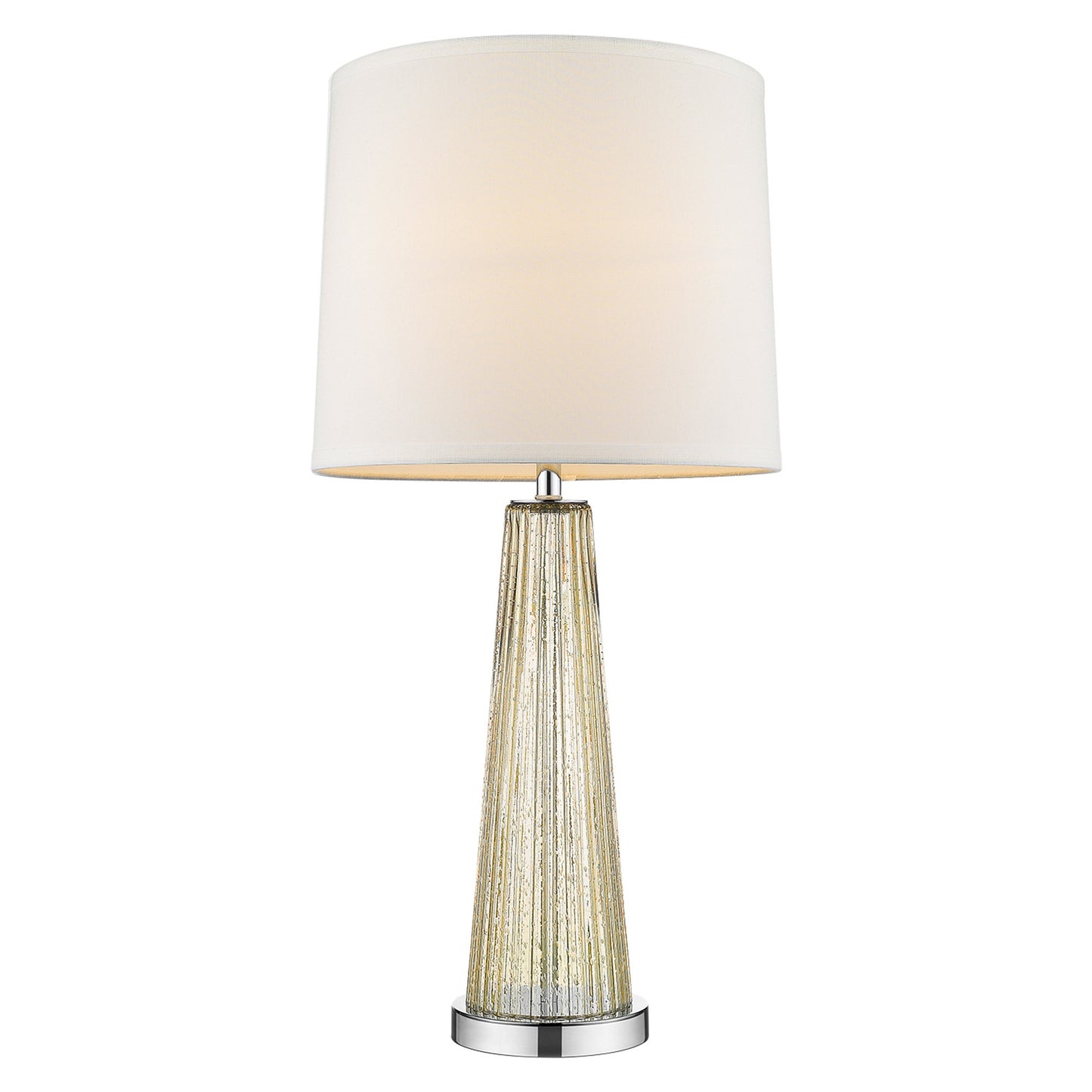 29" Silver Metal Table Lamp With White Empire Shade