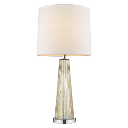 29" Silver Metal Table Lamp With White Empire Shade