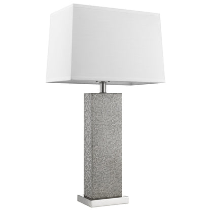 30" Silver Metal Table Lamp With White Rectangular Shade