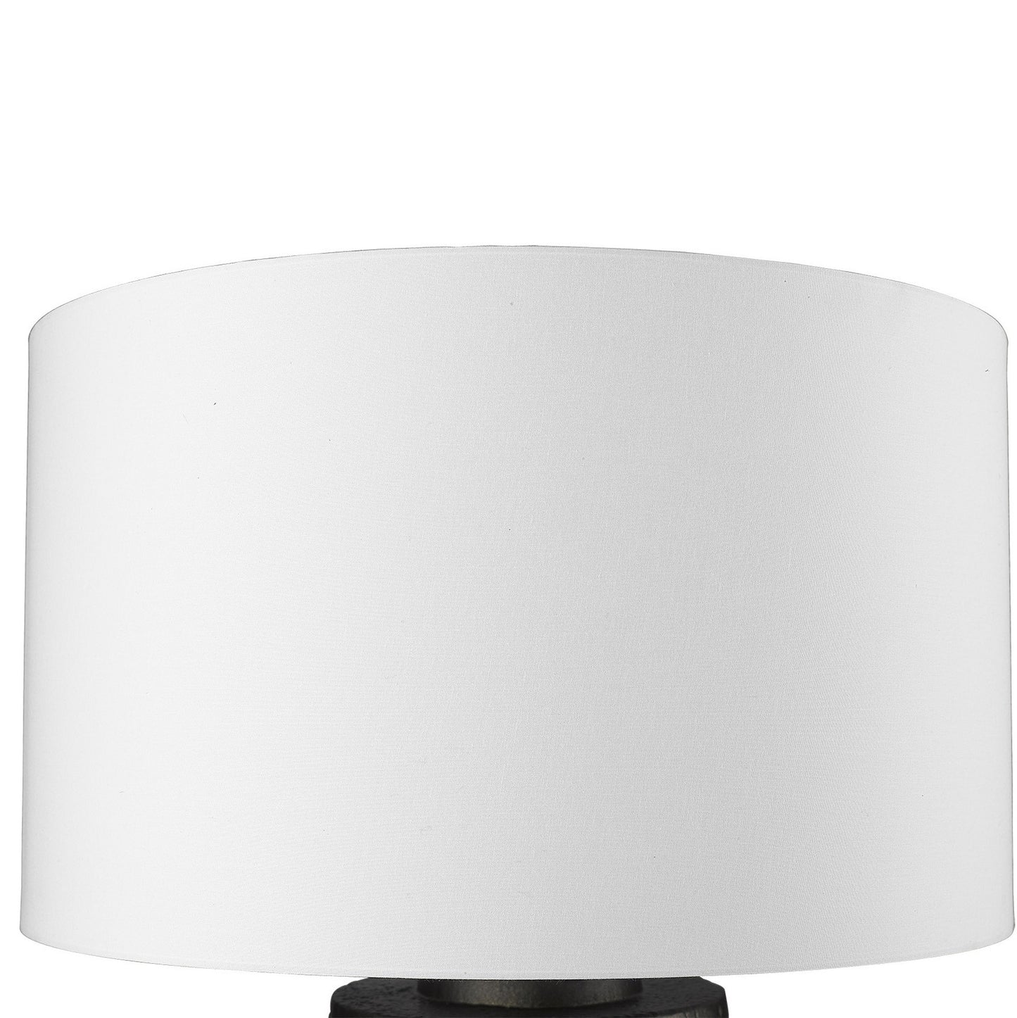 26" Black Metal Column Table Lamp With White Drum Shade