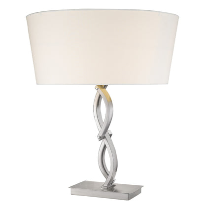 25" Silver Metal Table Lamp With White Empire Shade