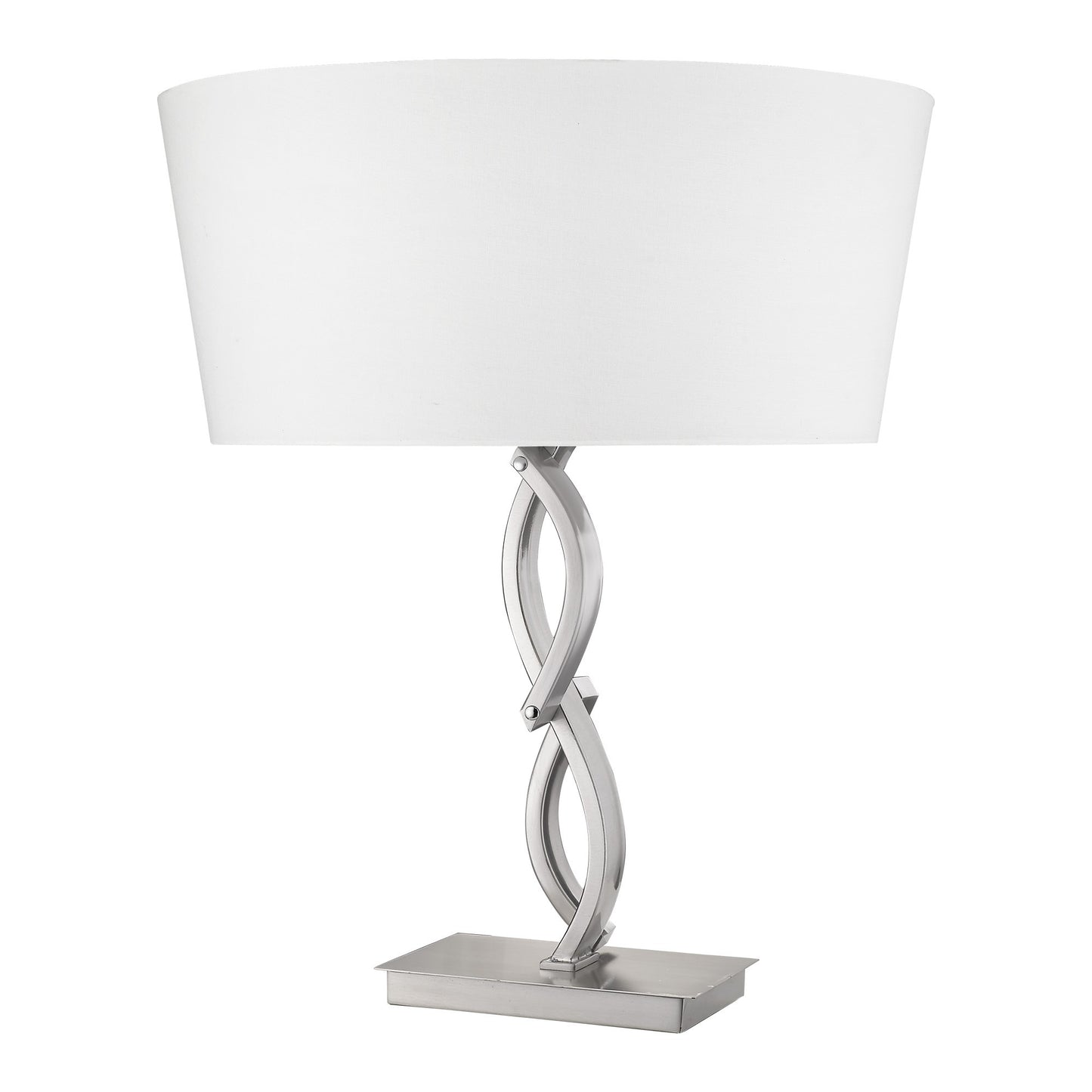 25" Silver Metal Table Lamp With White Empire Shade