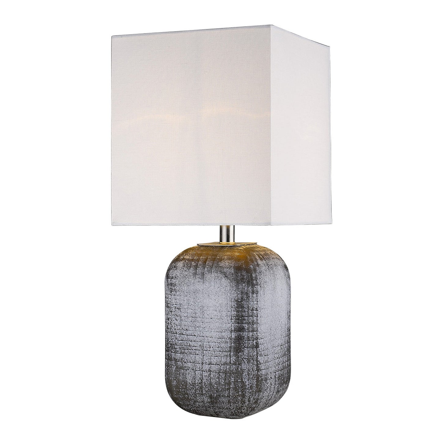 25" Gray Ceramic Table Lamp With White Square Shade