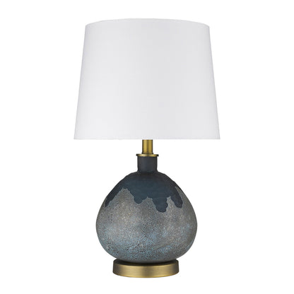 22" Brass Metal Table Lamp With White Empire Shade