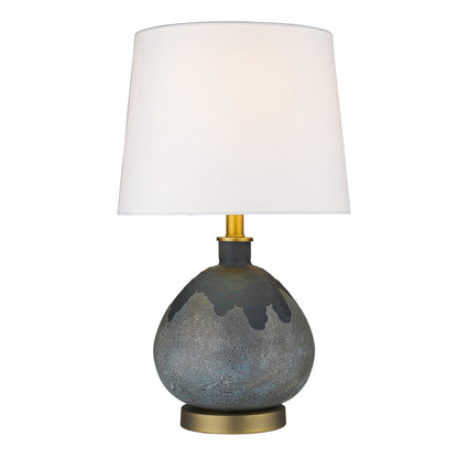 22" Brass Metal Table Lamp With White Empire Shade