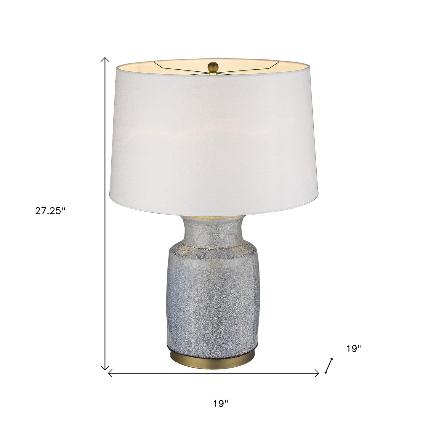 27" Brass Metal Table Lamp With White Empire Shade