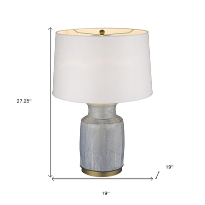 27" Brass Metal Table Lamp With White Empire Shade