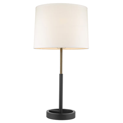 31" Black Metal Table Lamp With White Empire Shade