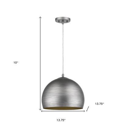 Latitude 1-Light Hand Painted Weathered Pewter Pendant With Gold Interior Shade (13.75")