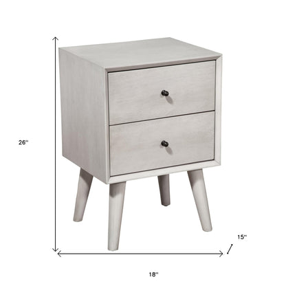 Gray Century Modern Wood 2 Drawer Nightstand