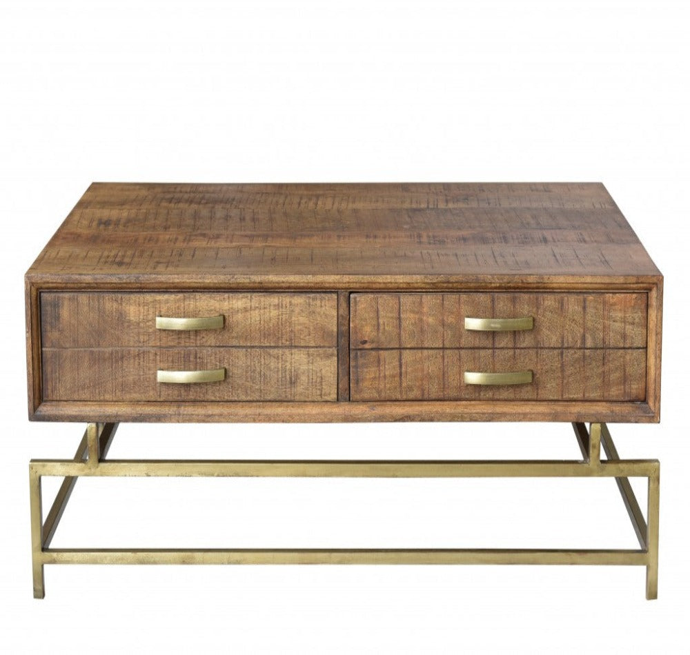 Brown and Gold Storage Coffee Table