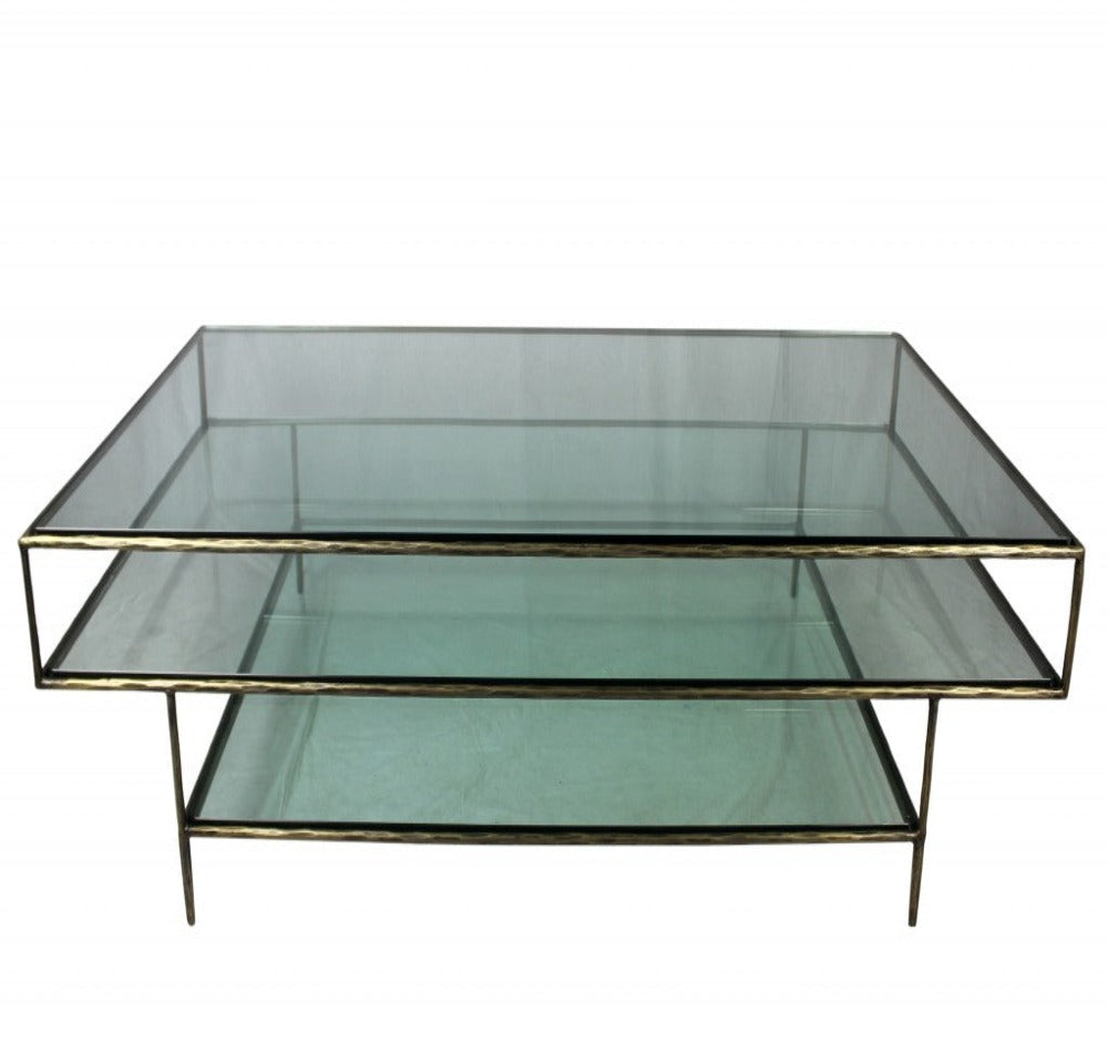 Clear Glass Triple Layered Coffee Table