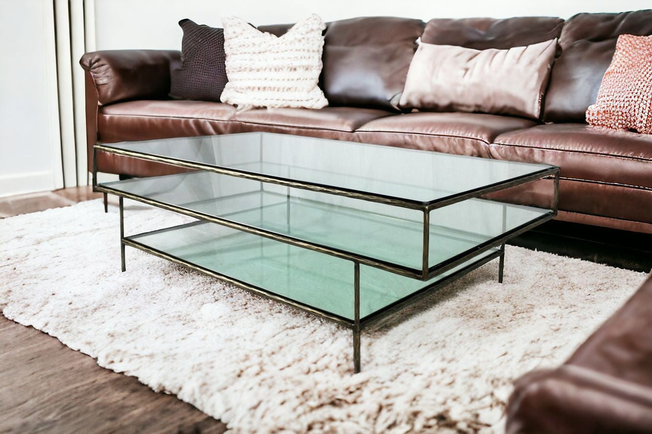 Clear Glass Triple Layered Coffee Table