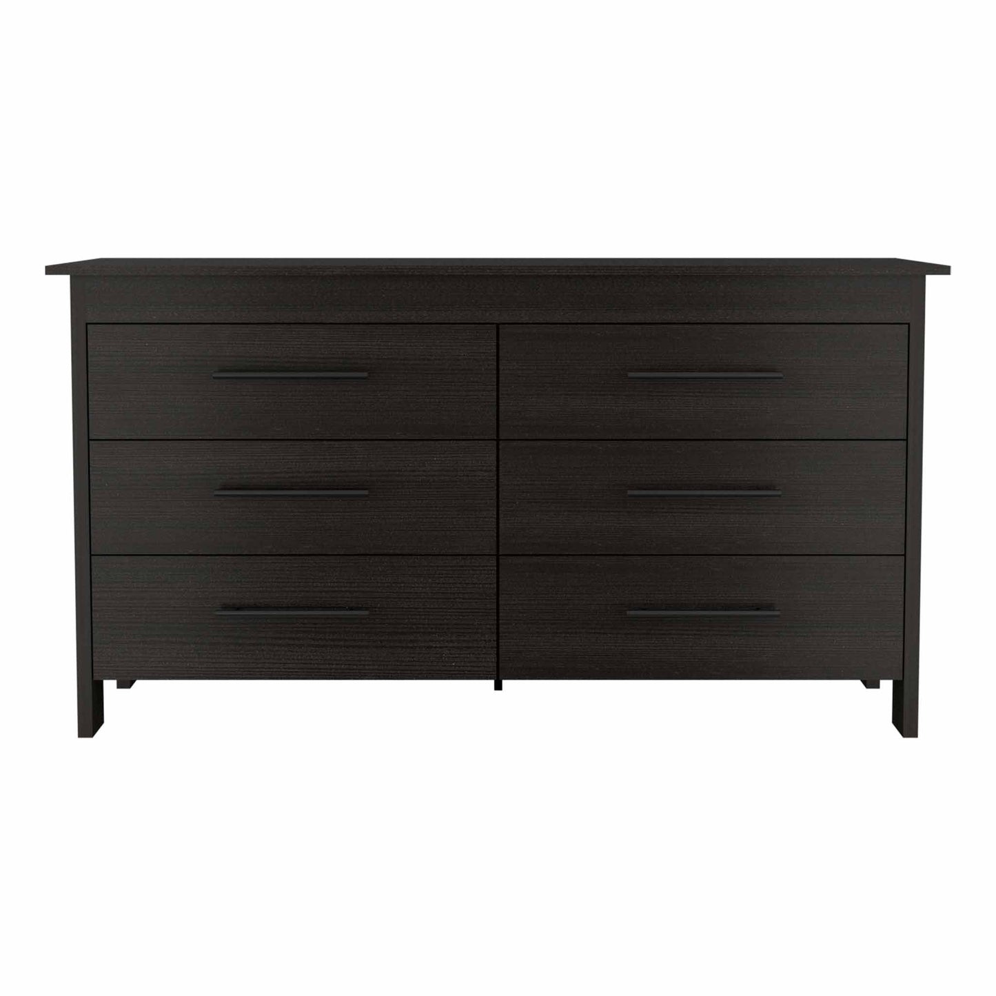 58" Black Six Drawer Double Dresser