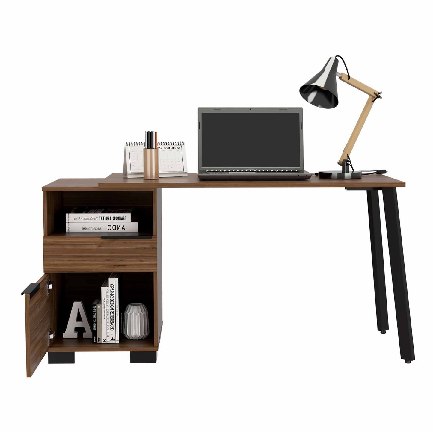 Contempo Flair Mahogany and Black Office Desk