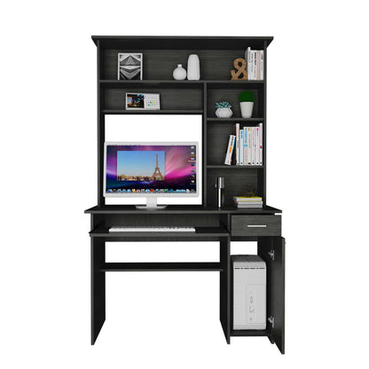 Zeno Gray Oak Computer Desk with Hutch