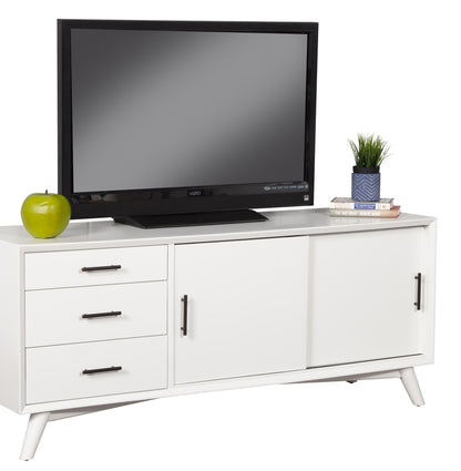 64" White Mahogany Solids Okoume And Veneer Open Shelving TV Stand