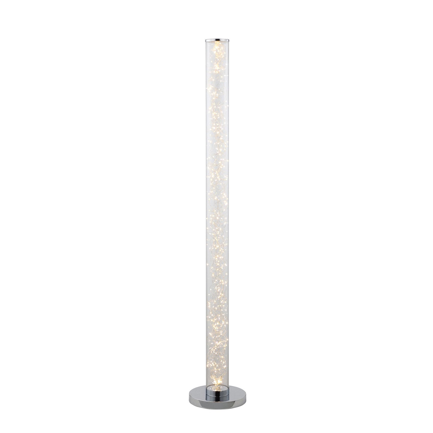 49" Steel LED Column Floor Lamp With Clear Drum Shade