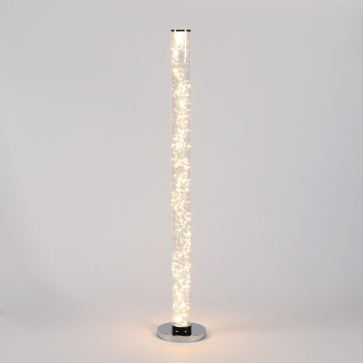 49" Steel LED Column Floor Lamp With Clear Drum Shade