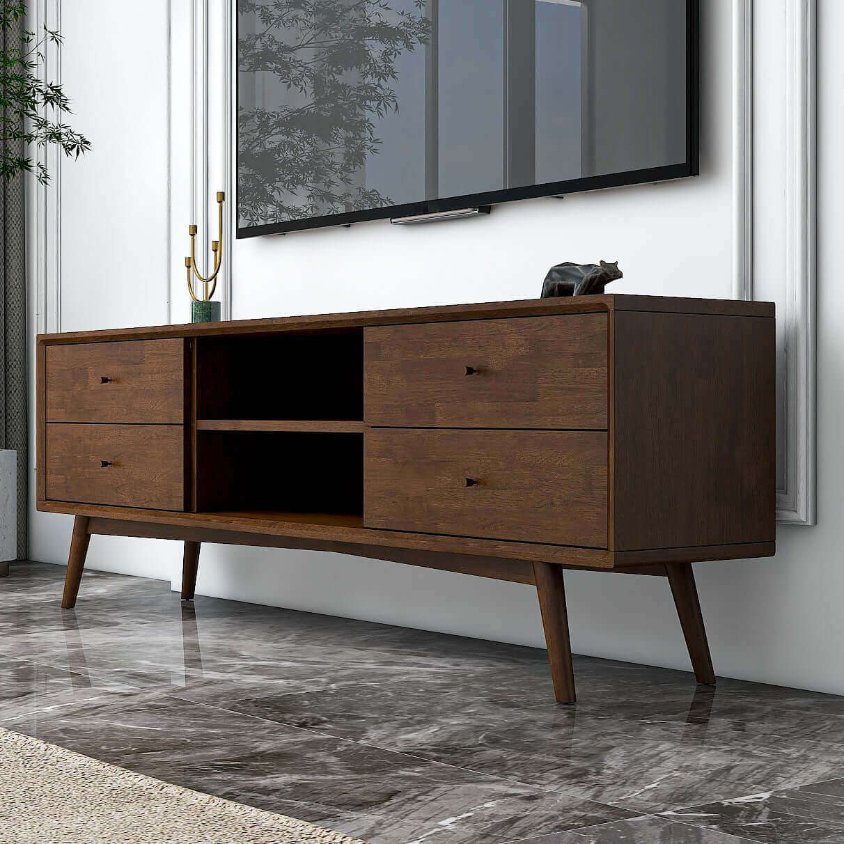 Caroline TV Stand for TVs up to 72" - Walnut | Ashcroft Furniture | TX | The Best Drop shipping Supplier in the USA