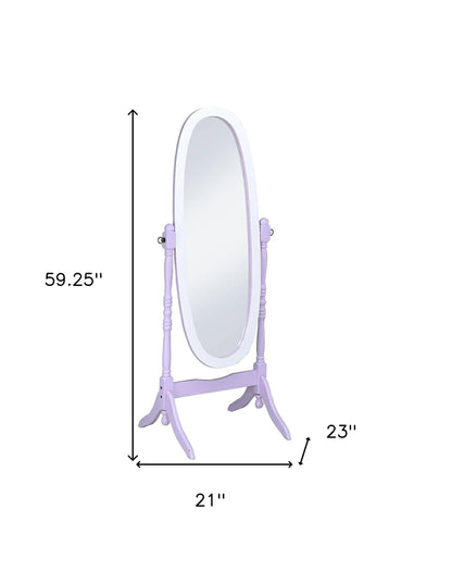 Purple Oval Cheval Standing Solid Wood Mirror