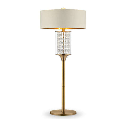 62" Gold Column Floor Lamp With Off-White Drum Shade