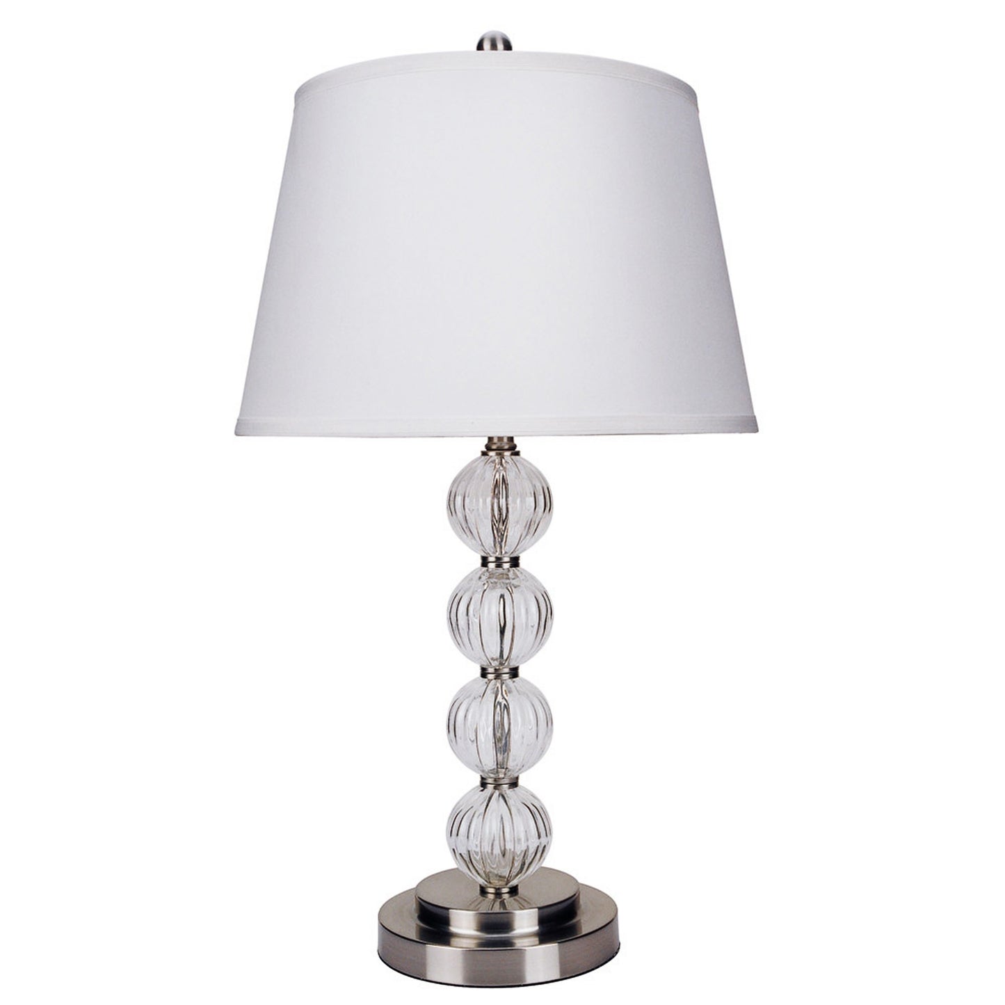 29" Silver Metal Table Lamp With White Classic Empire Shade