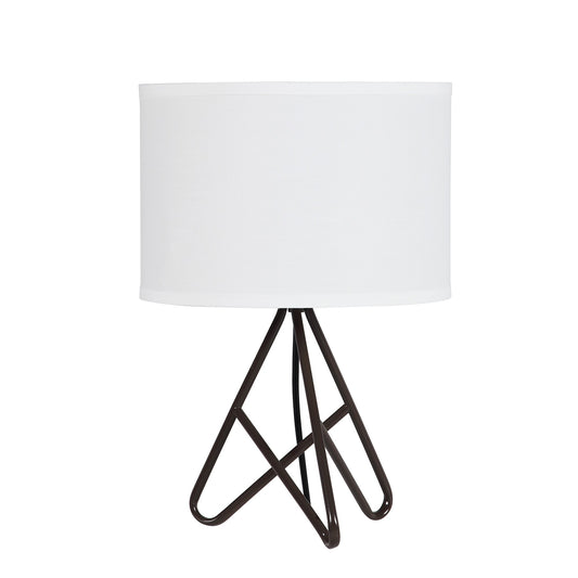 18" Brown Tripod Table Lamp With White Drum Shade