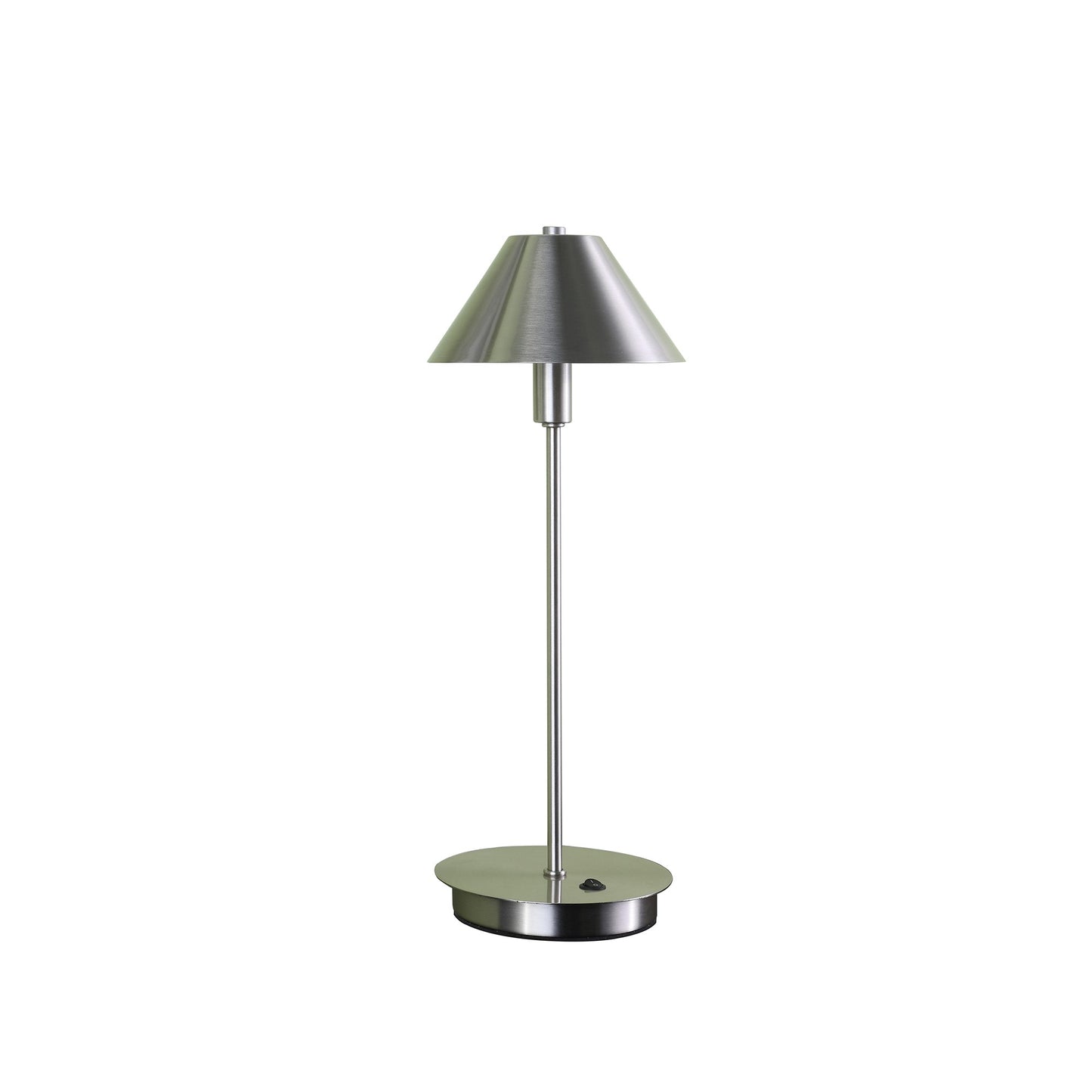 17" Silver Metal Bedside Table Lamp With Silver Cone Shade