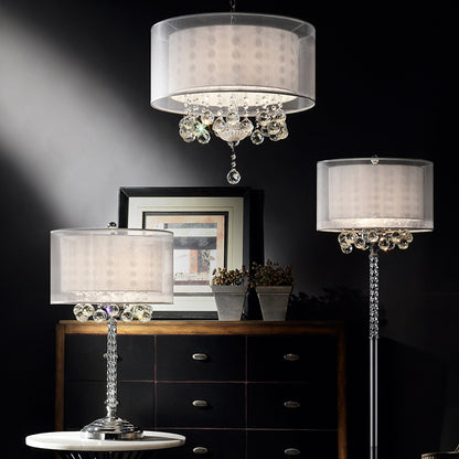 Chic Silver Ceiling Lamp with Crystal Accents and Silver Shade