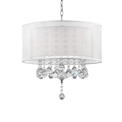 Chic Silver Ceiling Lamp with Crystal Accents and Silver Shade