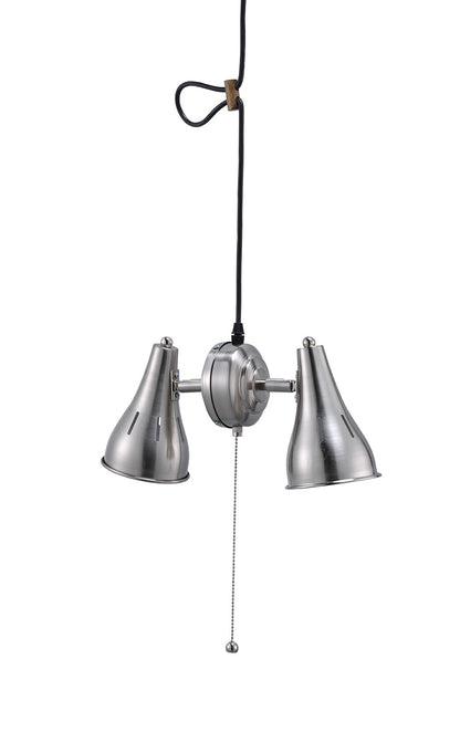 Two Light Industrial Silver Hanging Light