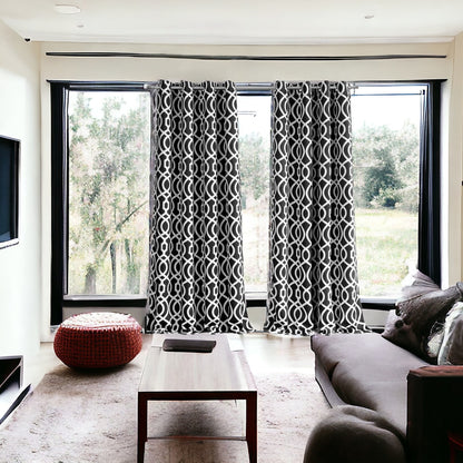 84" Jet Black Trellis Black Out Window Curtain Panel