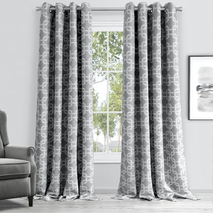 84” Silver Interlock Pattern Window Curtain Panel