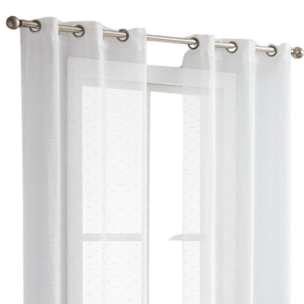 Set of Two 84" White Sprinkled Embellishment Window Curtain Panels