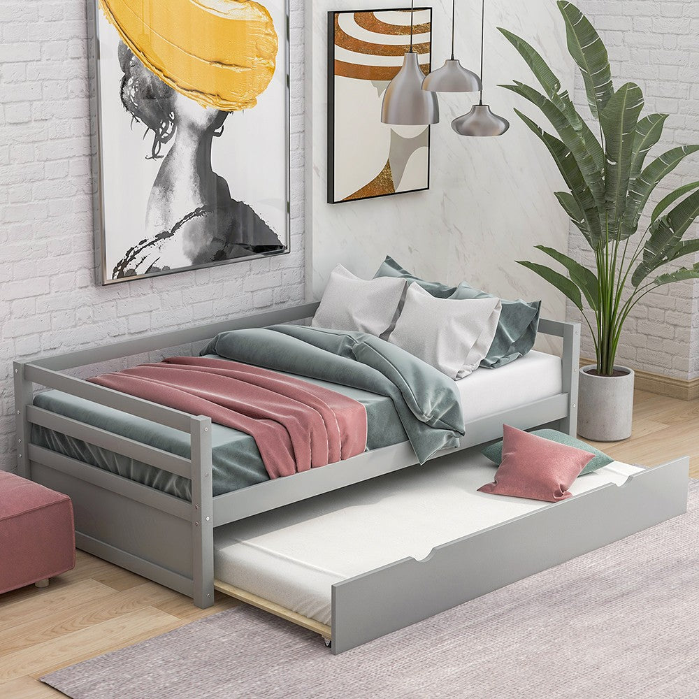 Gray Twin Bed with Trundle