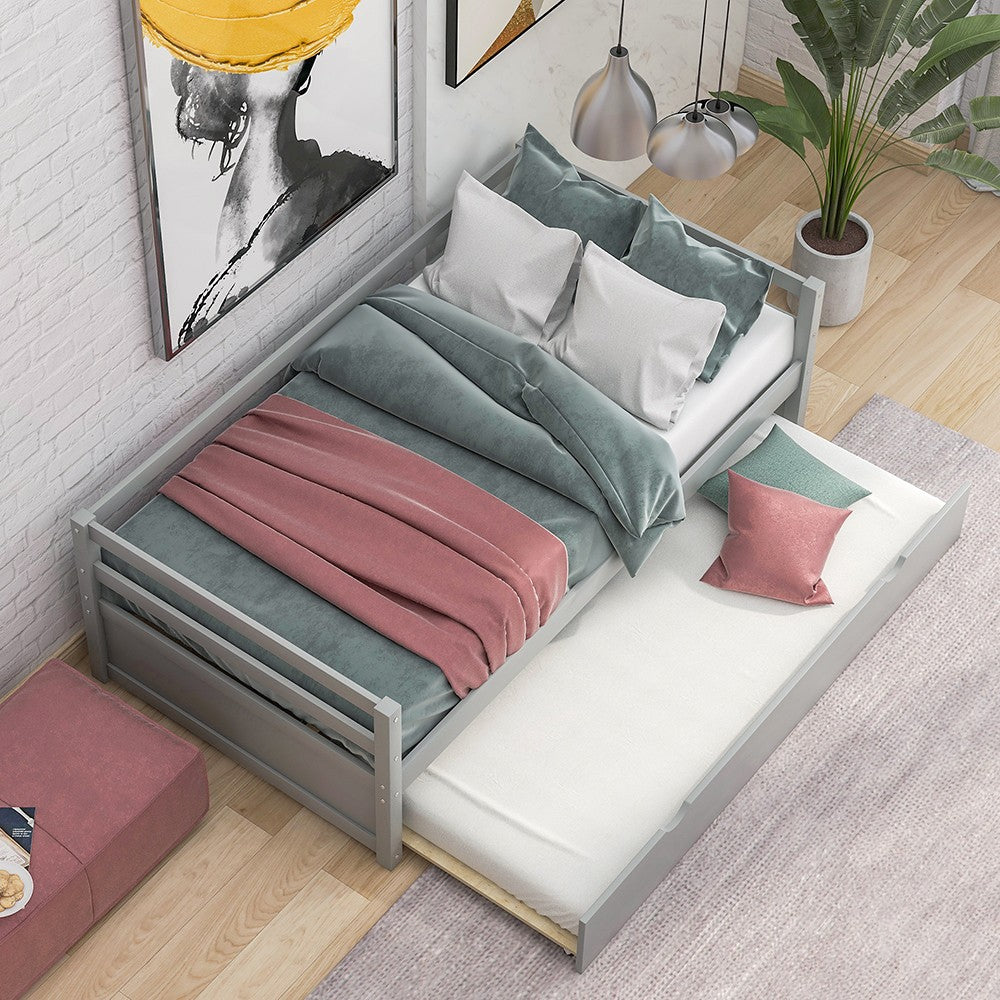 Gray Twin Bed with Trundle