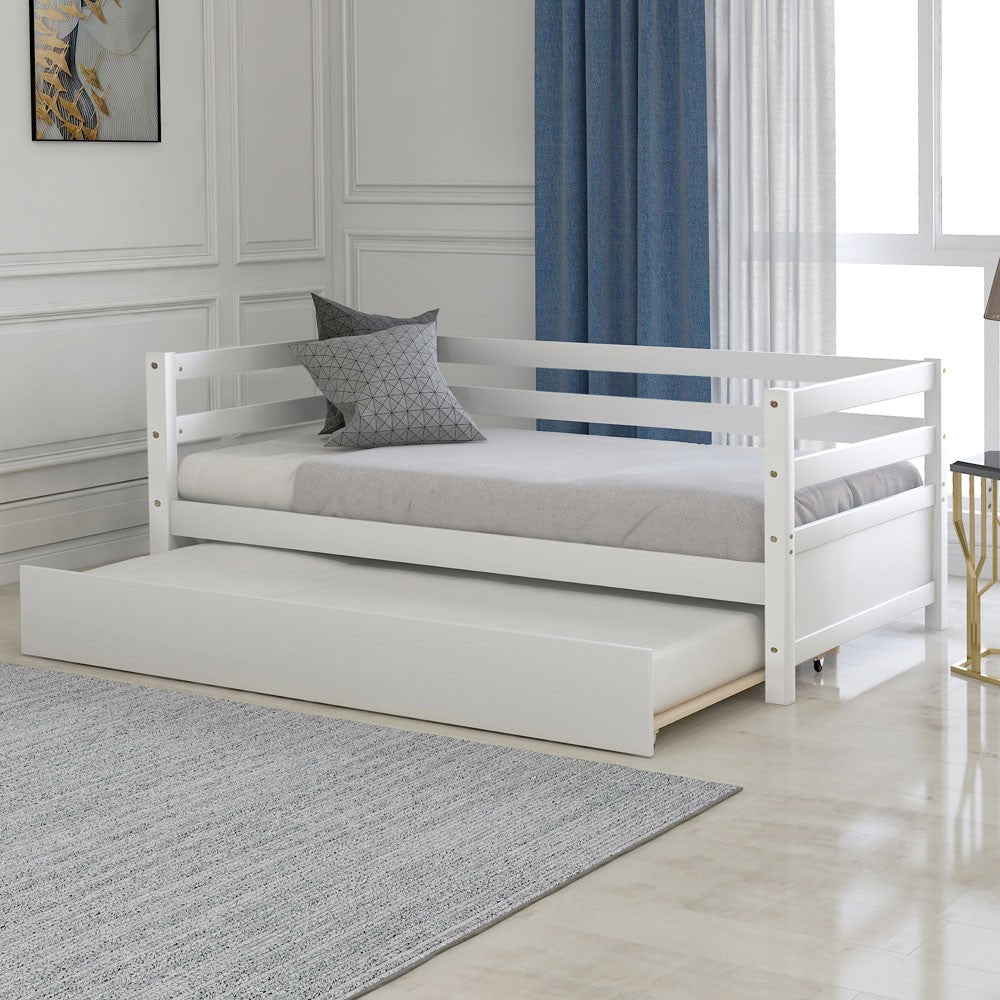 White Twin Bed with Trundle