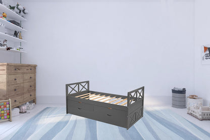 Gray Twin Bed with Trundle