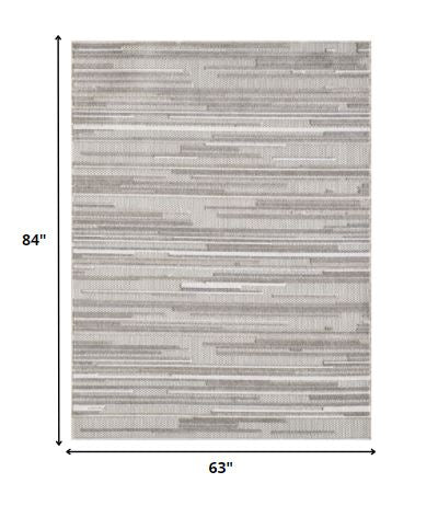 5' X 7' Gray Abstract Stain Resistant Indoor Outdoor Area Rug