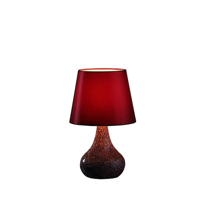 11" Red Table Lamp With Burgundy Globe Shade