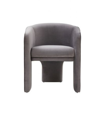 28" Contemporary Dark Gray Velvet Three Legged Chair