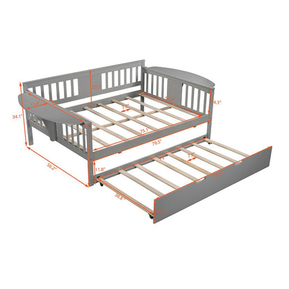 Gray Solid and Manufactured Wood Bed with Trundle