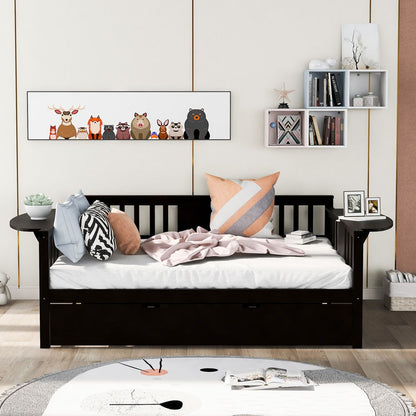 Espresso Solid and Manufactured Wood Bed with Trundle