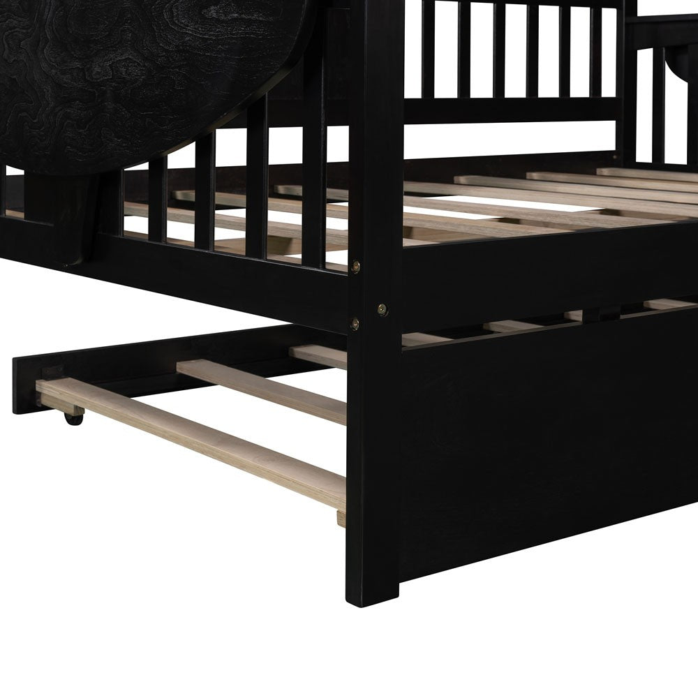 Espresso Solid and Manufactured Wood Bed with Trundle