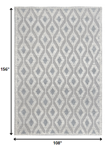 9’ x 13’ Ivory Gray Diamond Trellis Modern Area Rug