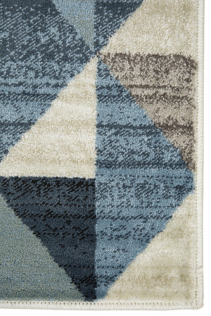 8' X 11' Blue Geometric Dhurrie Area Rug