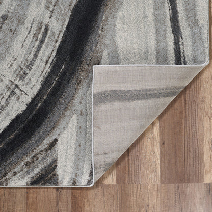 7' X 10' Gray Abstract Dhurrie Area Rug