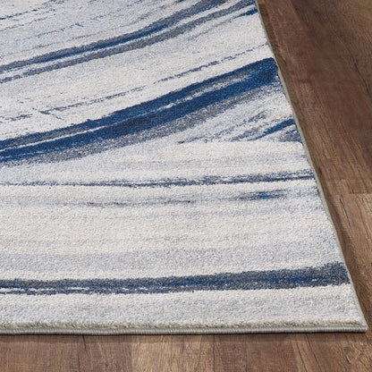 5' X 8' Blue Abstract Dhurrie Area Rug